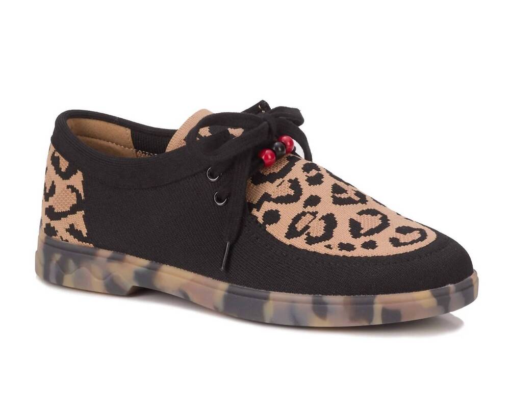 NEW ROS HOMMERSON women's greer shoes in black leopard knit